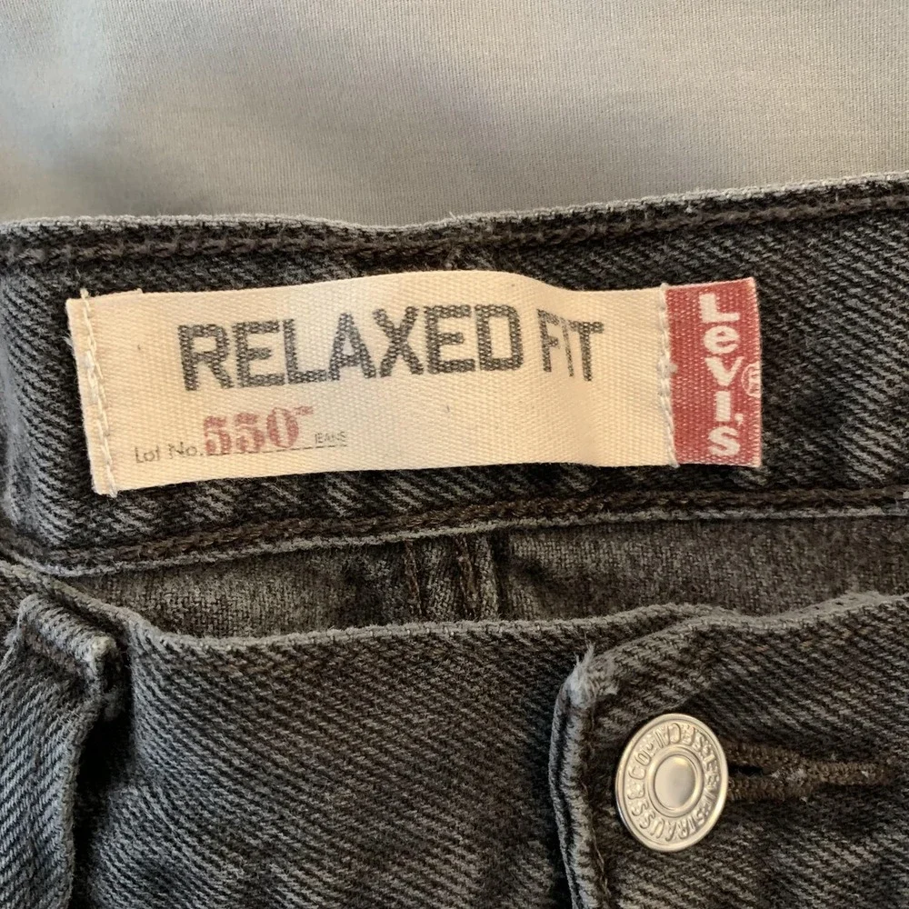 Levis 550 Jeans Mens 34x32‎ Gray Stone Wash Relaxed Fit Tapered Leg Denim Pants
